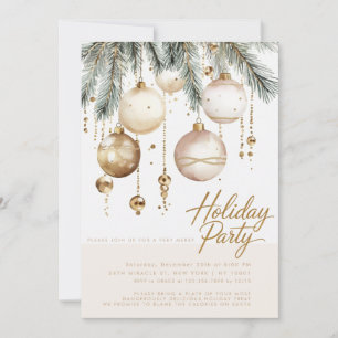 Gouden Blush Ornamenten Kerstfeest Versiering Kaart