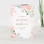 Gouden Blush Roze Bloem Foto QR Code Trouwen (Voorkant)