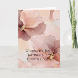 Gouden Blush Roze Bloemen Trouwen Kaart