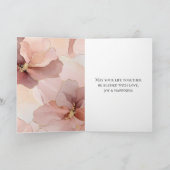 Gouden Blush Roze Bloemen Trouwen Kaart (Binnen)