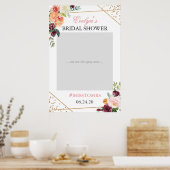 Gouden Blush Roze Bloemige Bruiloft Feest Foto Pro Poster (Keuken)