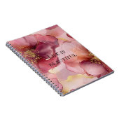 Gouden Blush Roze Bourgogne Bloemen Notitieboek (Rechterzijde)