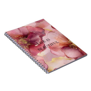 Gouden Blush Roze Bourgogne Bloemen Notitieboek