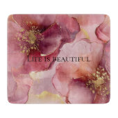 Gouden Blush Roze Bourgondiër Bloemachtige Bruilof Snijplank (Voorkant)