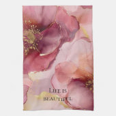 Gouden Blush Roze Burgundy Bloemige Bruidsdouche Theedoek (Verticaal)