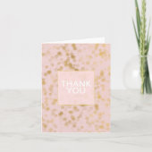 Gouden Blush Roze Confetti Bedankkaart (Voorkant)