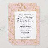 Gouden Blush Roze Confetti Bruiloft uitnodigt Kaart (Voorkant / Achterkant)