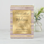 Gouden Blush Roze Glitter Glitzy Strepen Kaart (Staand voorkant)