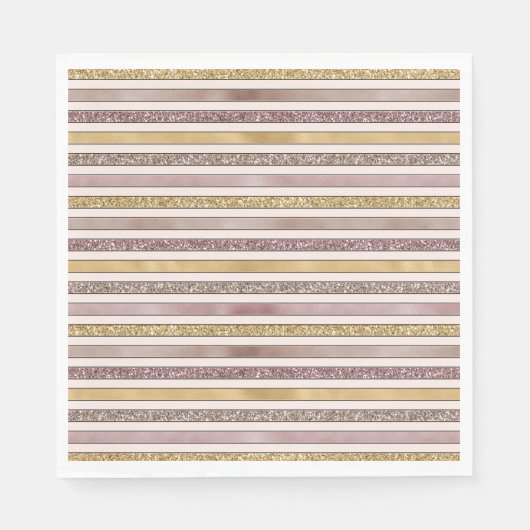 Gouden Blush Roze Glitter Glitzy Strepen Servet (Voorkant)