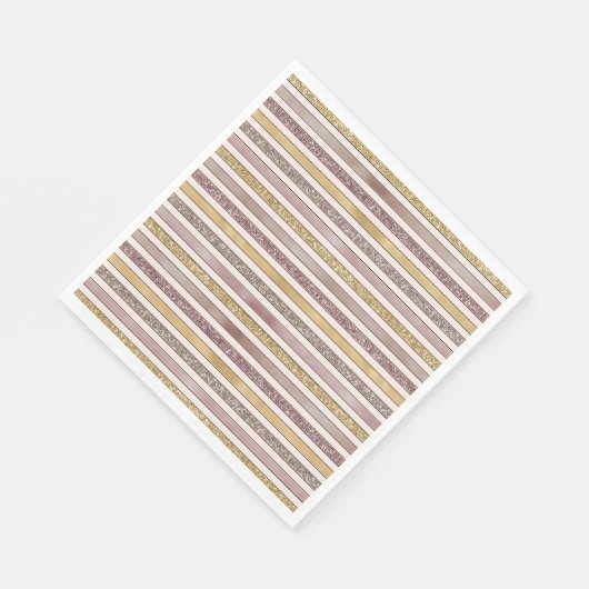 Gouden Blush Roze Glitter Glitzy Strepen Servet (Hoek)