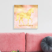 Gouden Blush Roze Magische Eenhoorn Canvas Afdruk (Insitu (Woonkamer))
