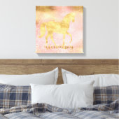 Gouden Blush Roze Magische Eenhoorn Canvas Afdruk (Insitu (Slaapkamer))