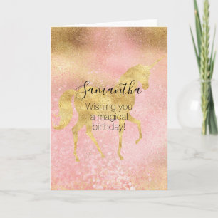Gouden Blush Roze Magische Eenhoorn Kaart