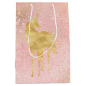 Gouden Blush Roze Magische Eenhoorn Medium Cadeauzakje (Voorkant)