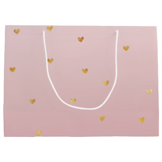 Gouden Blush Roze Ombre Harten Groot Cadeauzakje (Achterkant)