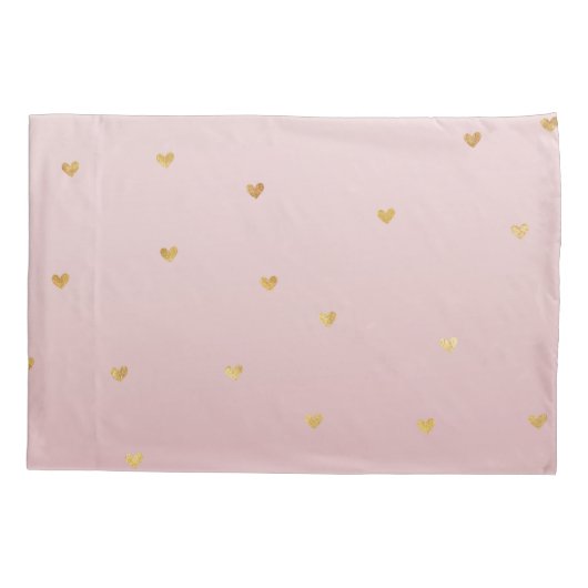 Gouden Blush Roze Ombre Harten Kussensloop (Achterkant-Links)