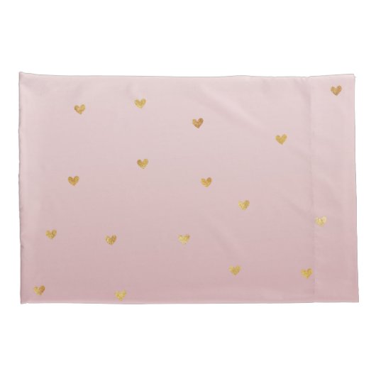 Gouden Blush Roze Ombre Harten Kussensloop (Achterkant-Rechts)