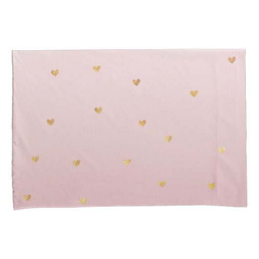 Gouden Blush Roze Ombre Harten Kussensloop (Voorkant-Rechts)