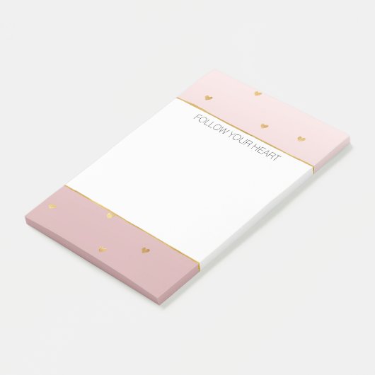 Gouden Blush Roze Ombre Harten Post-it® Notes (Schuin)