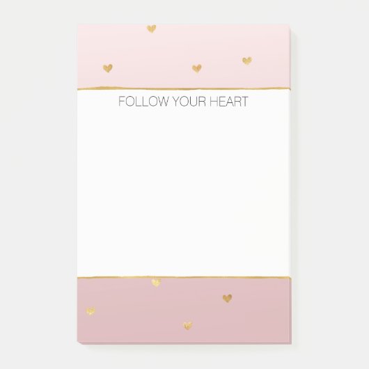 Gouden Blush Roze Ombre Harten Post-it® Notes (Voorkant)