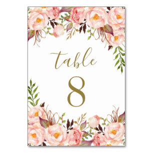 Gouden Blush Roze Pioen Trouwtafel Aantal Kaarten