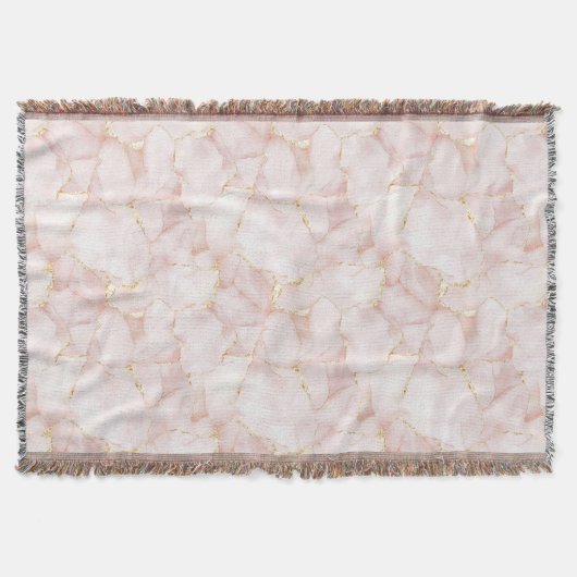Gouden Blush Roze Rozenblaadjes Bloemig Deken (Voorkant)