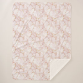 Gouden Blush Roze Rozenblaadjes Bloemig Sherpa Deken