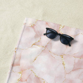 Gouden Blush Roze Rozenblaadjes Bloemig Strandlaken