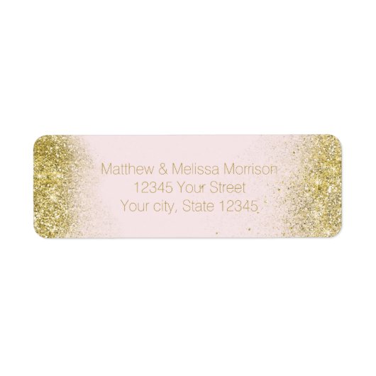 Gouden Blush Roze Sparkle Faux Glitter Gepersonali Etiket (Voorkant)
