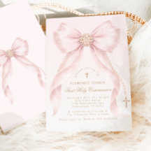 Gouden Blush Roze Strik Eerste Heilige Communie