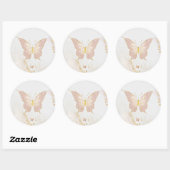 Gouden blush roze vlinder ronde sticker (Vel)