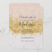 Gouden Blush Roze Waterverf Glam Kaart (Voorkant / Achterkant)