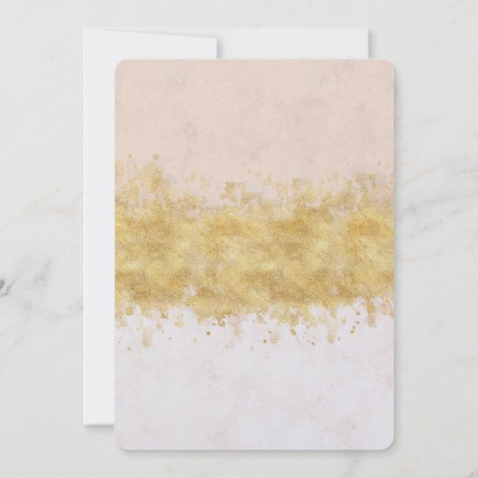Gouden Blush Roze Waterverf Glam Kaart (Achterkant)