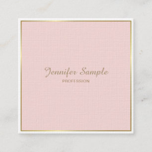 Gouden Blush Roze Wit Modern Elegante Luxe Trendy Vierkante Visitekaartje