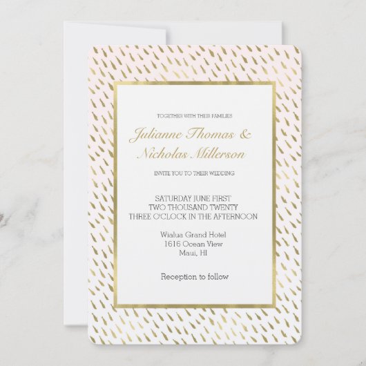 Gouden Blush Roze Wit Ombre Abstracte bruiloft Kaart (Voorkant)