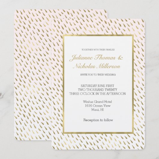 Gouden Blush Roze Wit Ombre Abstracte bruiloft Kaart (Voorkant / Achterkant)