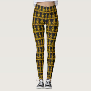Gouden Boeddha beeld patroon Elegant zwart goud Leggings
