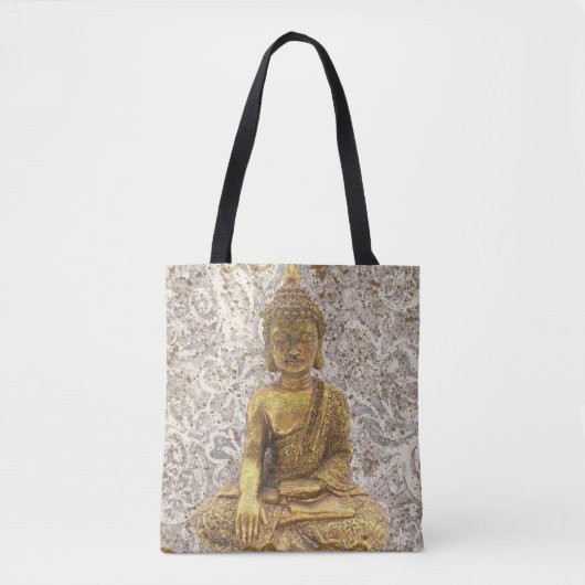 Gouden Boeddha Bloemen Tote Bag (Voorkant)