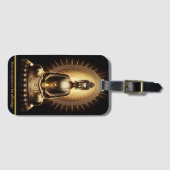 Gouden Boeddha die rust uitstraalt. Generatieve AI Bagagelabel (Voorkant (horizontaal))