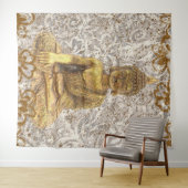 Gouden Boeddha Gouden Bloem Bloemen Wandkleed (In Situ (horizontaal))