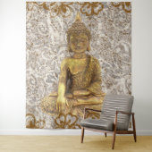 Gouden Boeddha Gouden Bloem Bloemen Wandkleed (In situ)