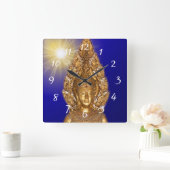 gouden boeddha in blue square wall klok (Huis)