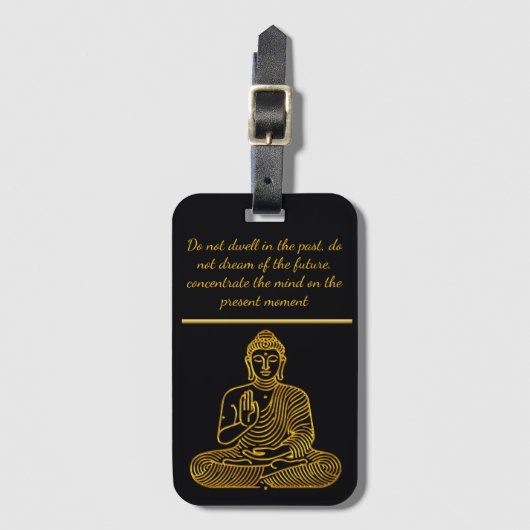 Gouden Boeddha in een rustige houding Bagagelabel (Voorkant (verticaal))