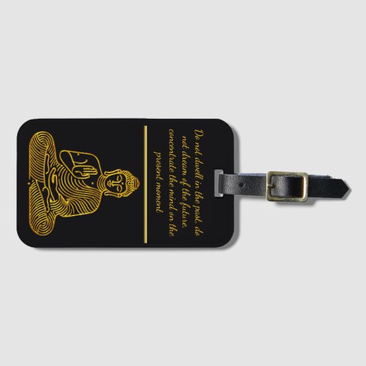 Gouden Boeddha in een rustige houding Bagagelabel (Voorkant (horizontaal))