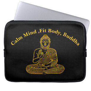 Gouden Boeddha in een rustige houding Laptop Sleeve