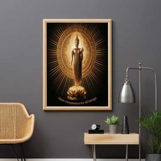 Gouden Boeddha in lotus meditatie pose Poster