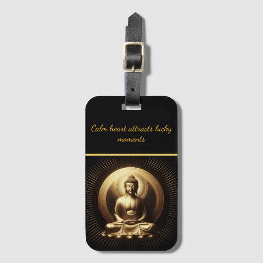 Gouden Boeddha in meditatie Bagagelabel (Voorkant (verticaal))