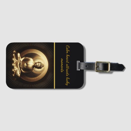 Gouden Boeddha in meditatie Bagagelabel (Voorkant (horizontaal))