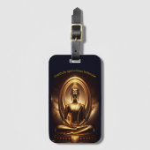 Gouden Boeddha in serene meditatie Bagagelabel (Voorkant (verticaal))