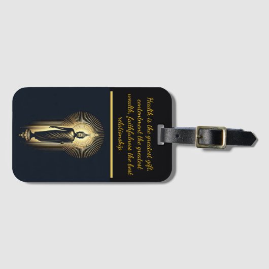 Gouden Boeddha in serene meditatie Bagagelabel (Voorkant (horizontaal))